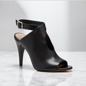 Vince Camuto Aveeria Black Leather Ankle Strap Heeled Sandal Peep Toe Size 10M